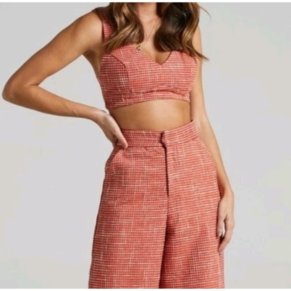 Showpo Adelaide Crop Tank Top Women's Size 4 Orange Tweed NWT